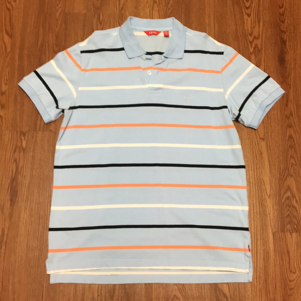 Izod Men’s Medium Blue Striped Polo